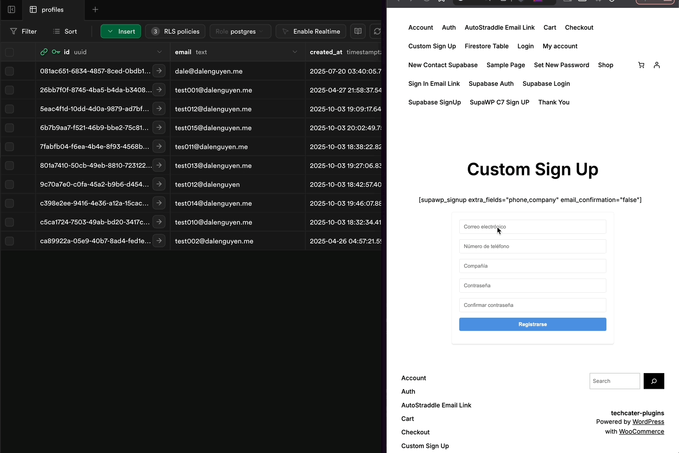 Sample custom sign up form